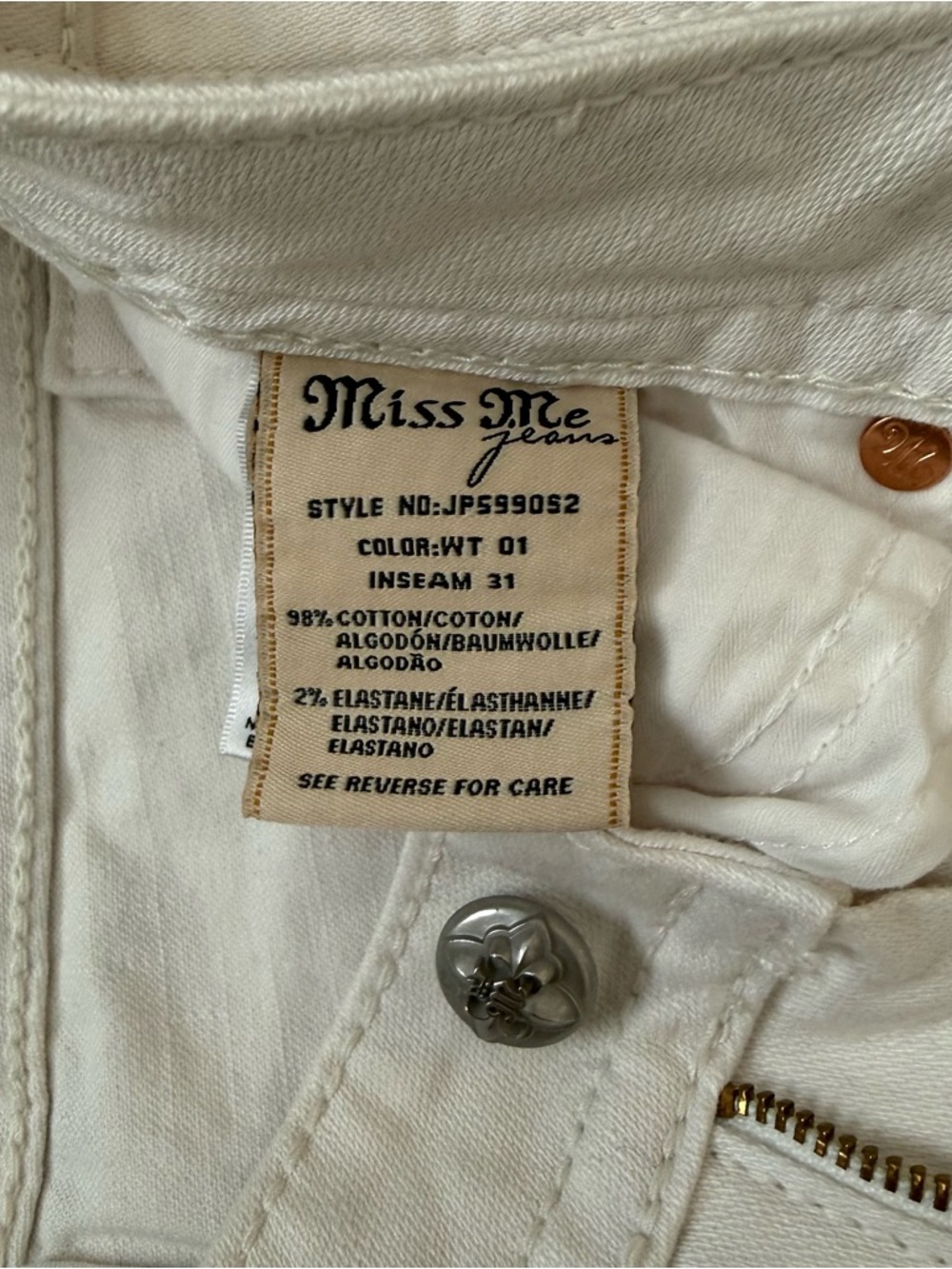 Miss Me Signature Skinny White Denim NWT JP599052 - Picture 5 of 13